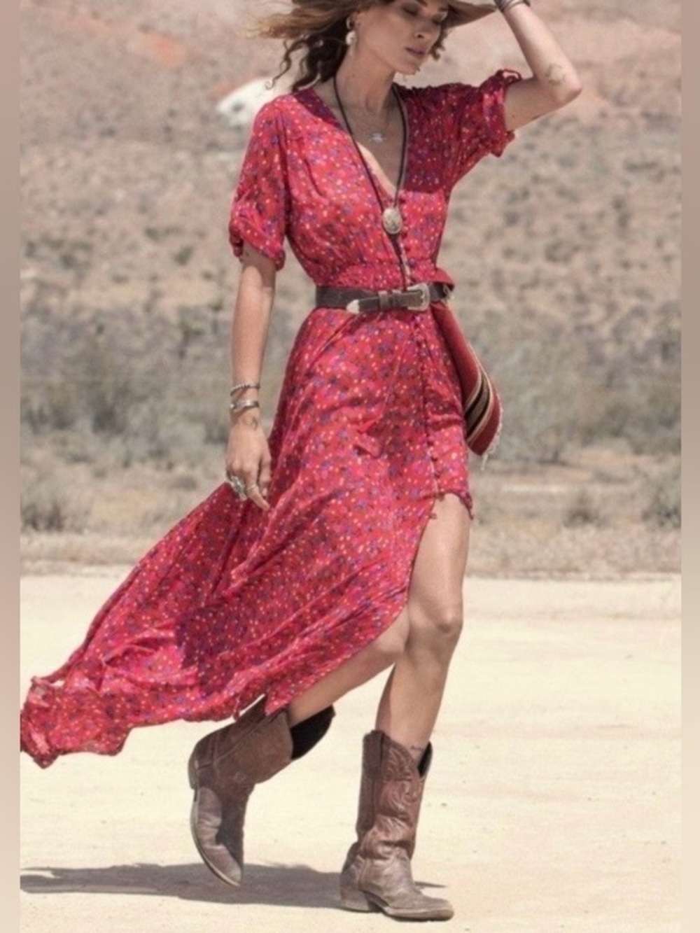 Spell Rambling Rose Floral Print Gown, Size Large